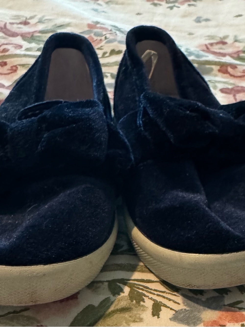 Janie and Jack Navy Velvet Slip-On Sneakers for Kids